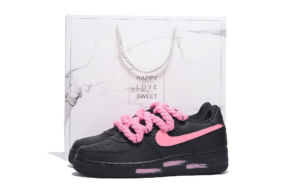 Nike Air Force 1 Anti-Slip Wear-Resistant Low-Top Skateboard Shoes Unisex Black Pink