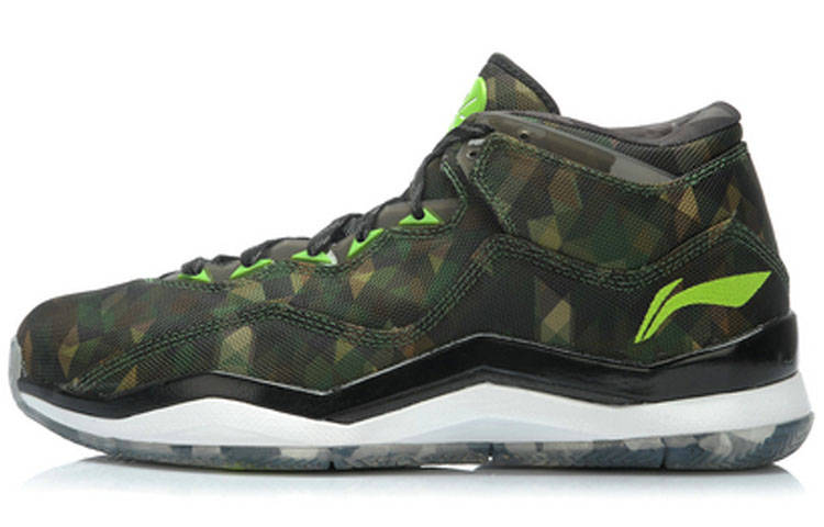 LiNing WOW 3 Mid Top Basketball Shoes Men's Green Black White