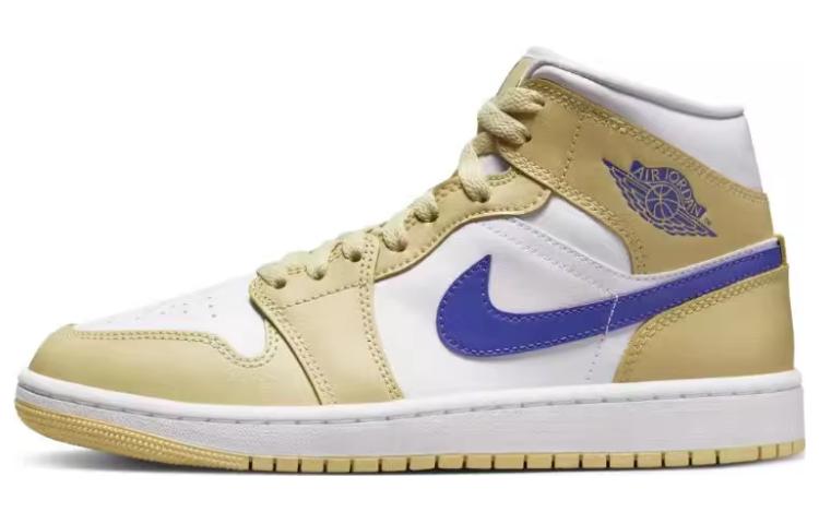 Jordan Air Jordan 1 Mid-Top Vintage Basketball Shoes Women's Beige Blue купить в интернет-магазине Yoocart с быстрой доставкой по России.