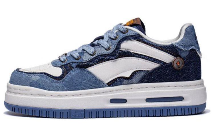 LiNing Future C1 Slip-Resistant Cushioning Low-Top Skateboard Shoes Women's Soft Gray Blue