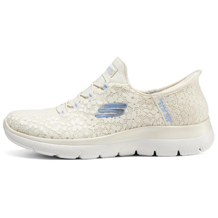 Skechers Cushioning Breathable Low Top Running Shoes Women's Ivory