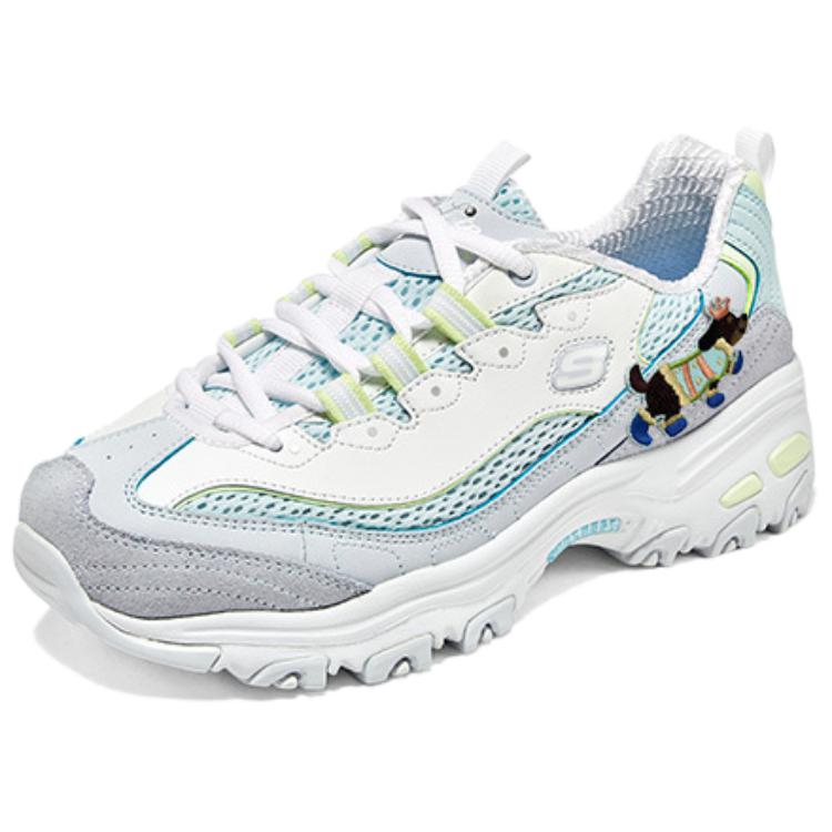 Skechers D'Lites Low Top Chunky Sneakers Women's White Blue