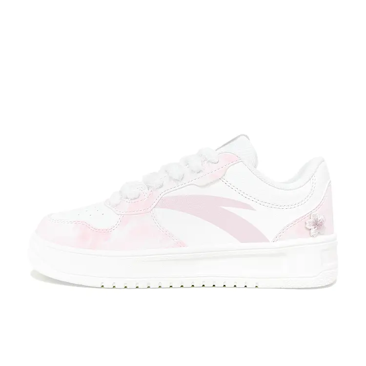 Anta Relaxed Slip Resistant, Abrasion Resistant, Lightweight Low top Skateboard Shoes Women's Pink White