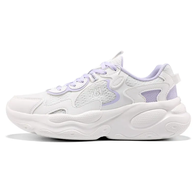361° Yunshu Cushioning Abrasion Resistant Lightweight Low Top Casual Running Shoes Women's White Purple