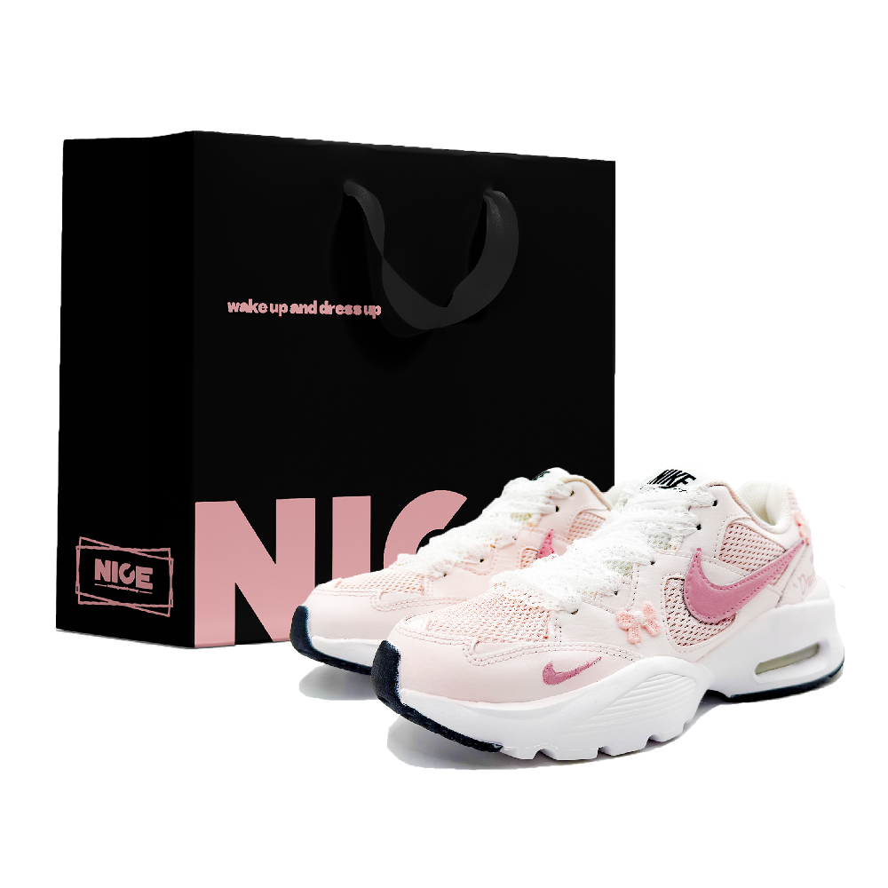 Nike Air Max Fusion Abrasion Resistant Breathable Height Increasing Low Top Running Shoes Women's Pink White