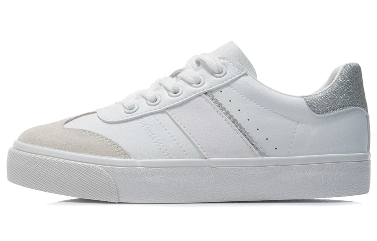 LiNing Breathable Low-Top Skateboard Shoes Women's White Silver
