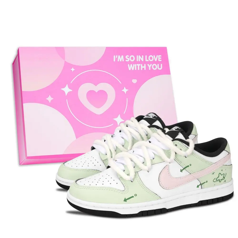 Nike Dunk Black White, Forest Arrow Trail Abrasion Resistant Low Top Skateboard Shoes Unisex Green