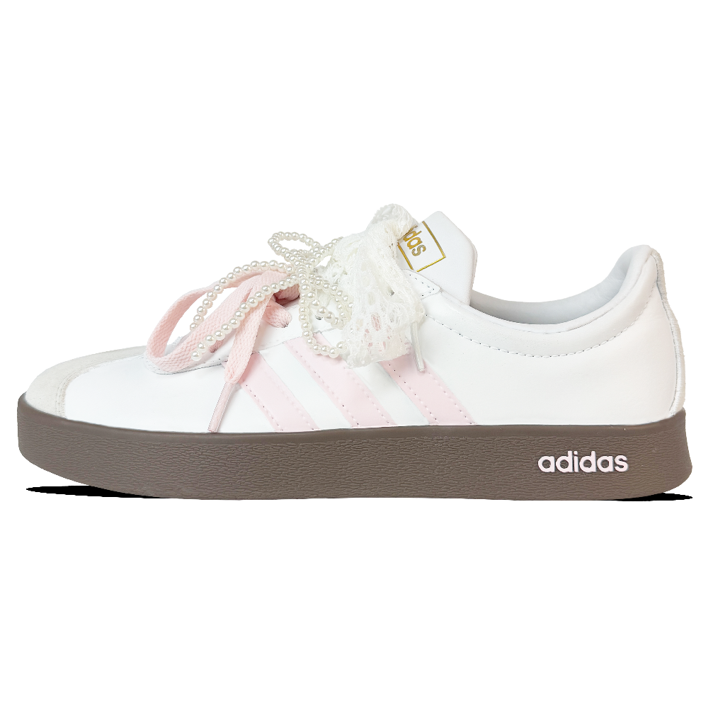 Adidas VL COURT 2.0 Abrasion Resistant Low top Skateboard Shoes Unisex Pink White
