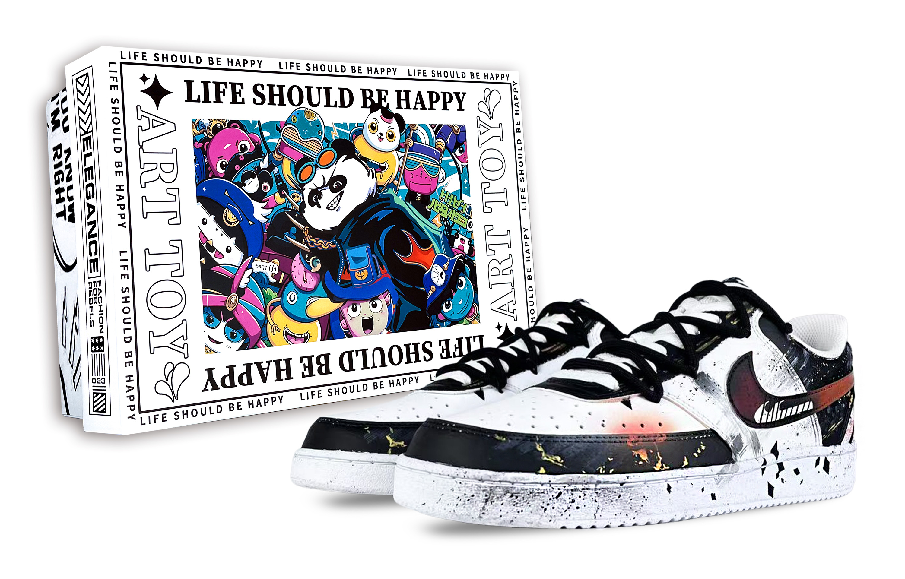 Nike Court Vision 1 Skateboard Shoes Men's Low top White/Black