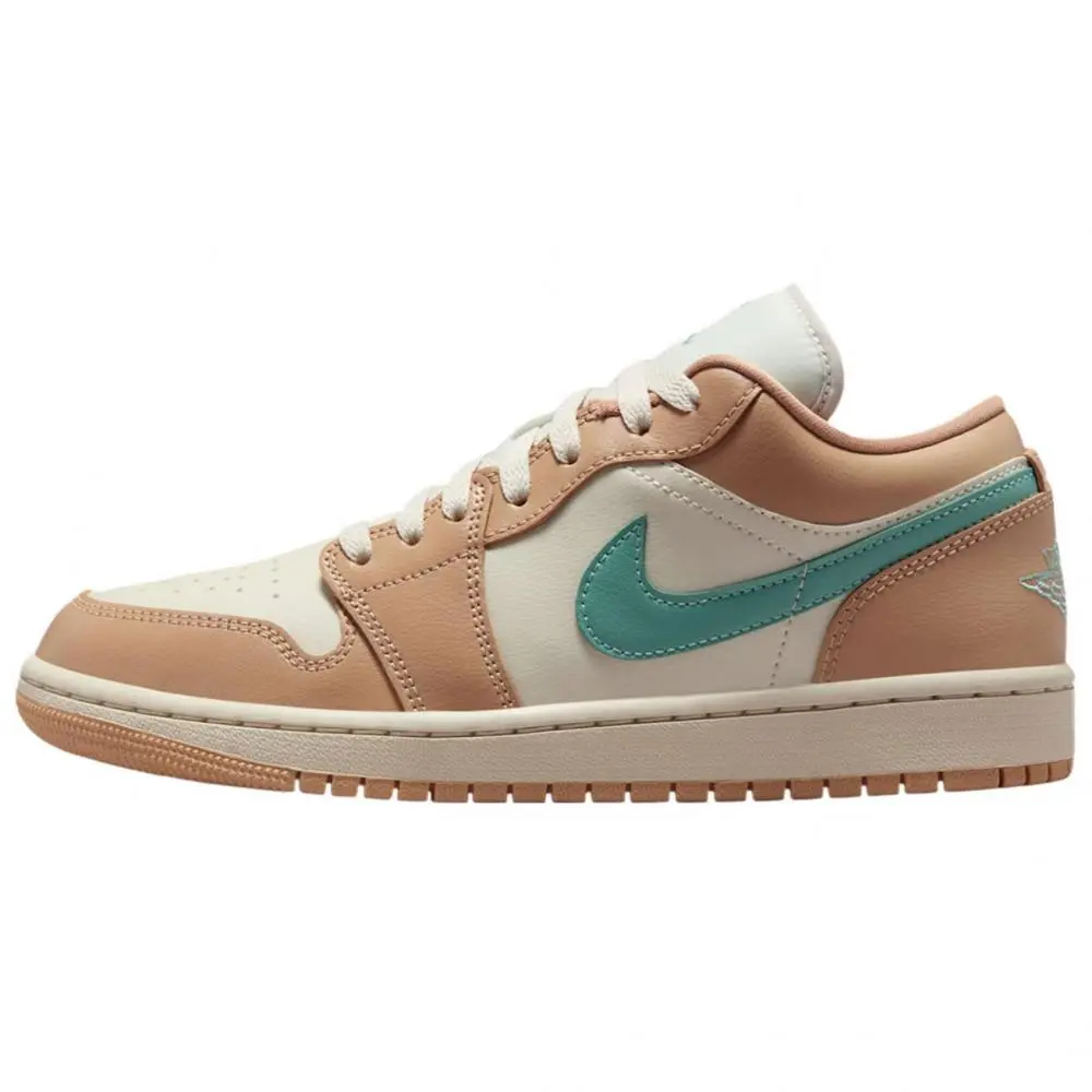 Jordan Air Jordan 1 Slip Resistant Abrasion Resistant Low top Vintage Basketball Shoes Women's Beige Orange
