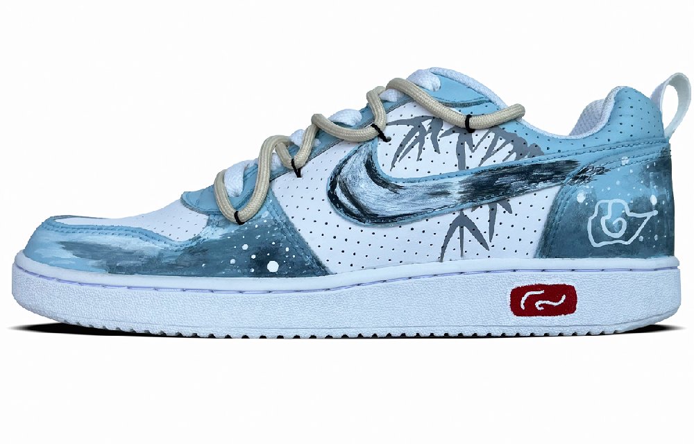Nike Court Borough Slip Resistant, Abrasion Resistant, Lightweight Low Top Skateboard Shoes Men's White Blue