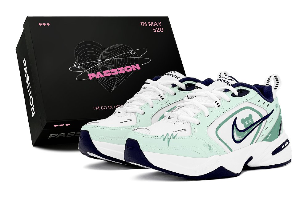 Nike Air Monarch 4 Anti Slip Wear Resistant Low Top Chunky Sneakers Unisex Green White