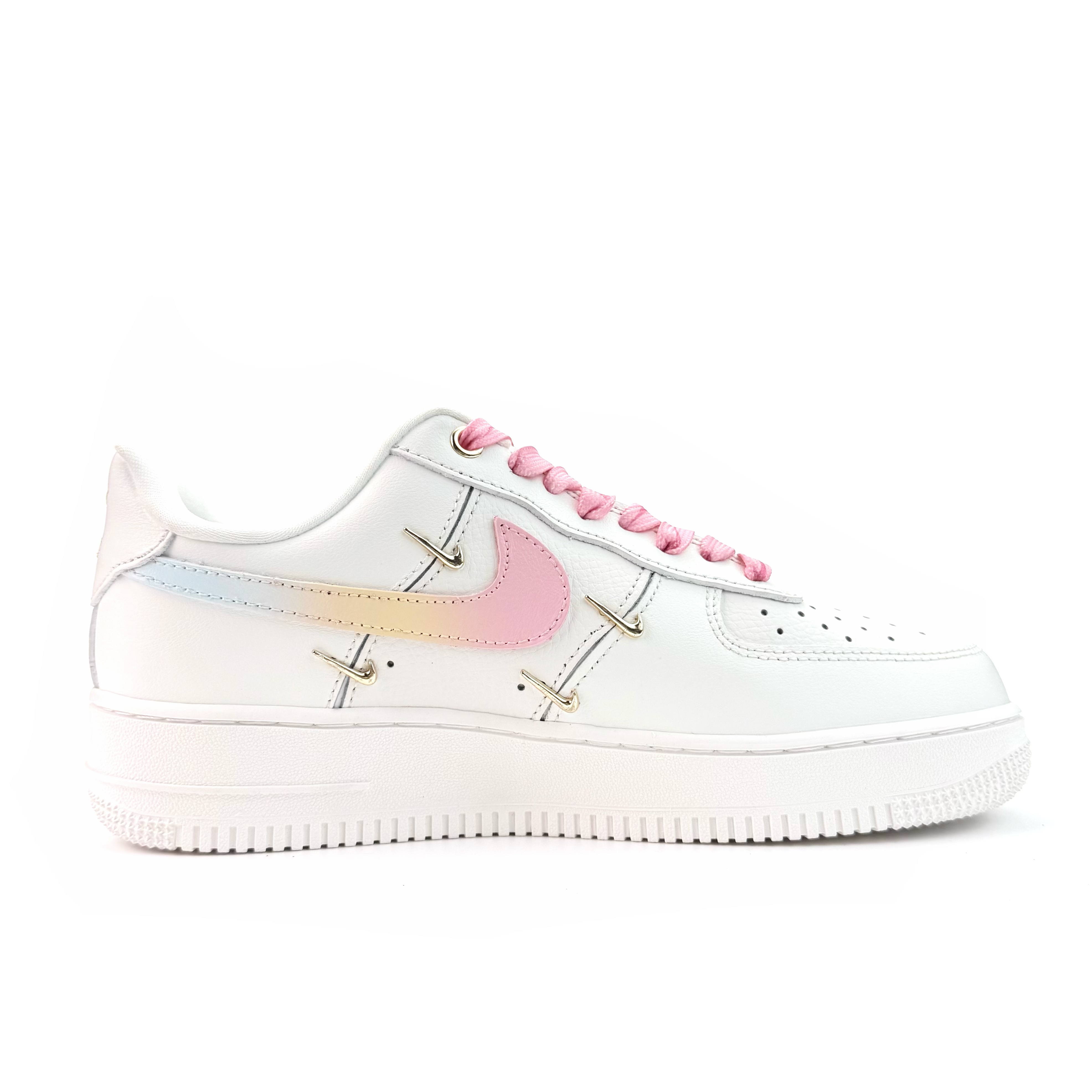 Nike Air Force 1 Mini Gold Pink Star Dream Abrasion Resistant Low top Skateboard Shoes Unisex