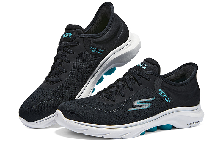 Skechers GO WALK 7 Cushioned Anti-Slip And Wear-Resistant Lightweight Low-Top Casual Running Shoes Women's Black Blue