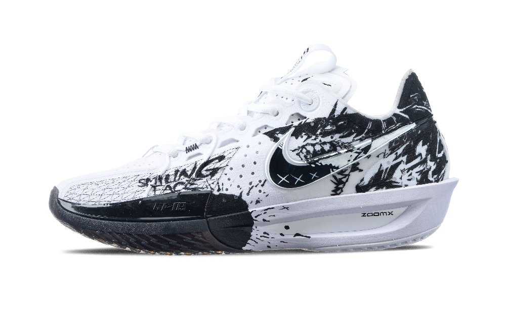 Nike Air Zoom G.T. Cut 3 White Shark Love Cushioning Support Rebound Low-Top Basketball Shoes Men's Black White