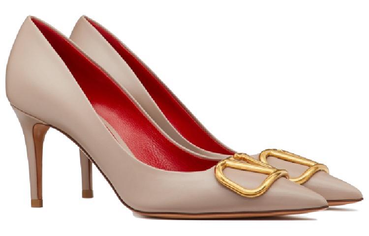 Valentino Vlogo Signature Slim Heel High Heels 8cm Women's Gray Pink купить в интернет-магазине Yoocart с быстрой доставкой по России.