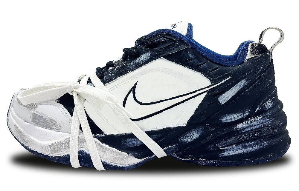 Nike Air Monarch 4 Cushioning, Slip Resistant, And Abrasion Resistant Low Top Chunky Sneakers Unisex Black White