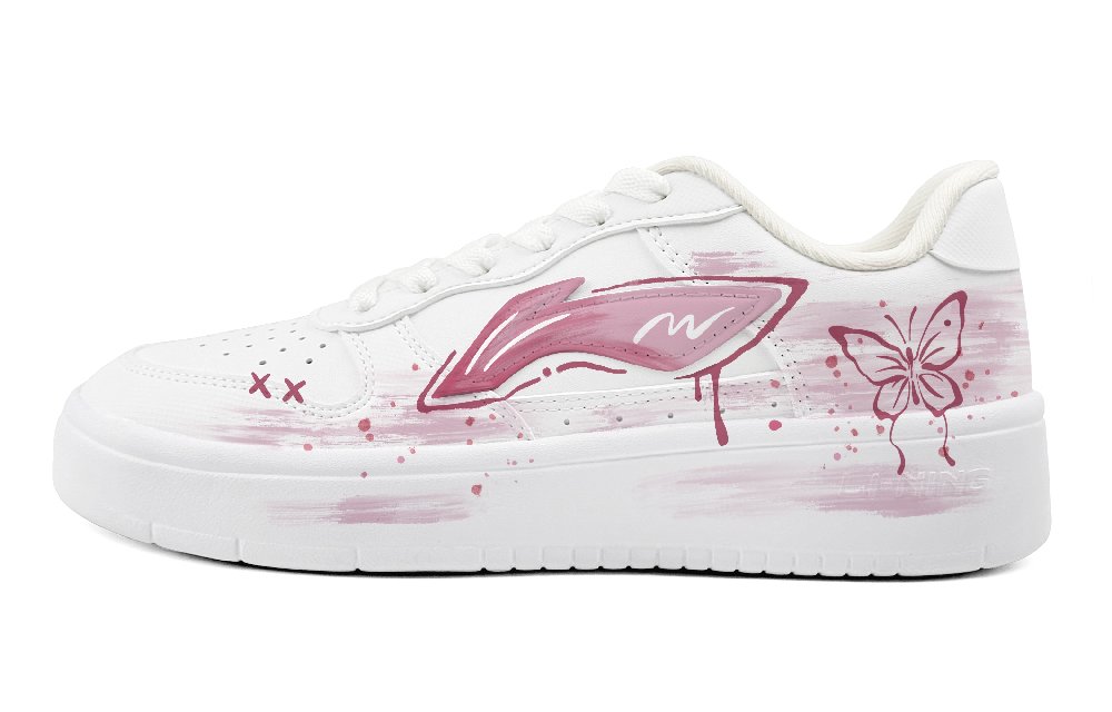 LiNing Pontoon Boats Wear resistant And Lightweight Low Top Skateboard Shoes Women's Peach