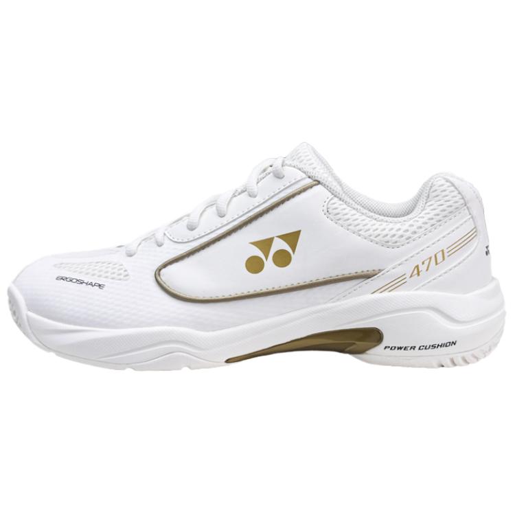 YONEX 470 Slip Resistant Abrasion Resistant Low top Badminton Shoes Unisex White Gold