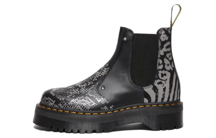 Dr. Martens 2976 Quad Platform Animal Print Boots 'Black Grey'