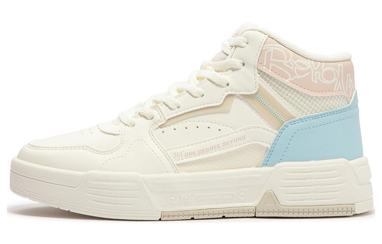 361° Anti-Slip Wear-Resistant High-Top Skateboard Shoes Women's White Pink