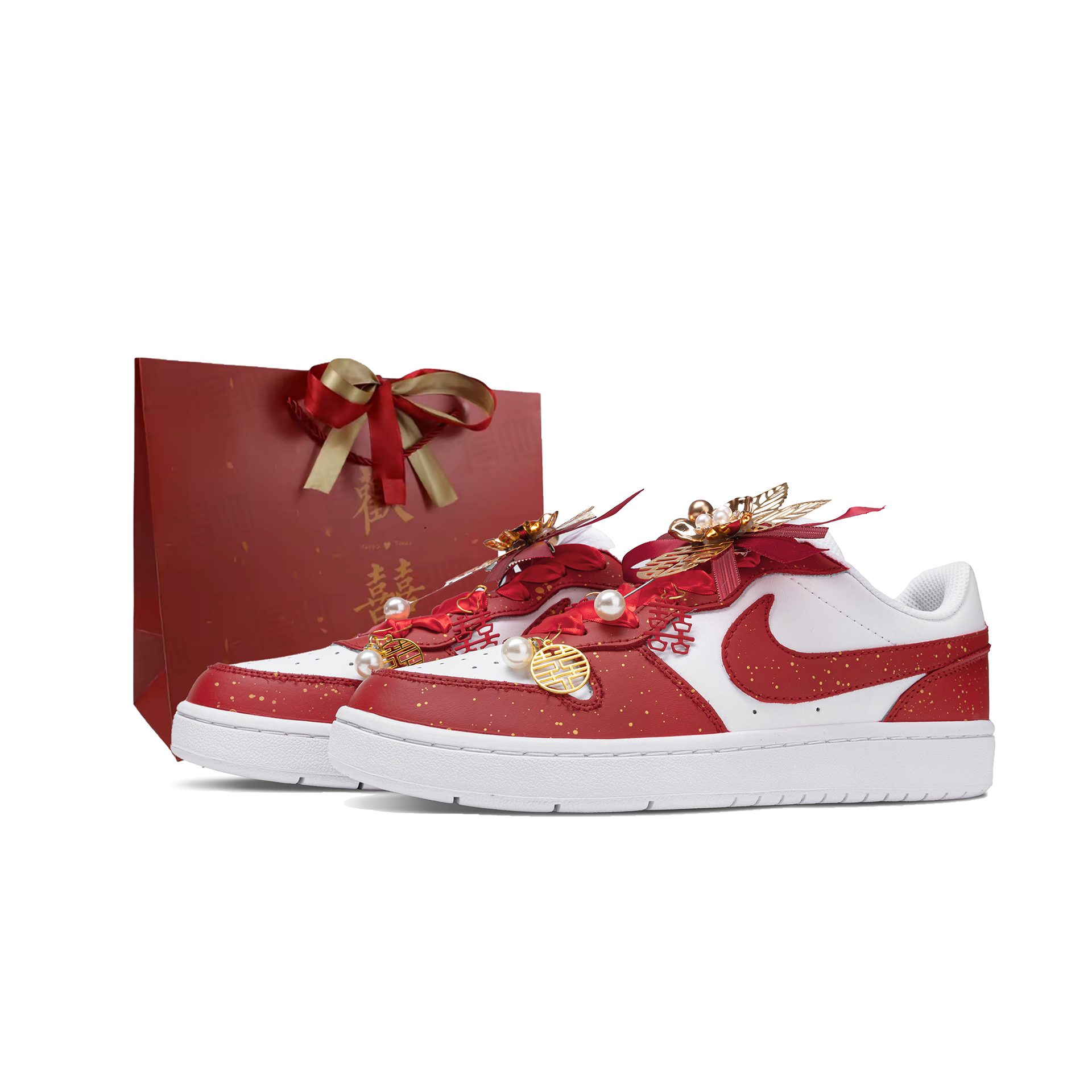 Nike Court Borough 2 Blissful Union Low top Skateboard Shoes Unisex Red White