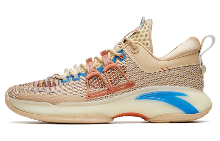 ANTA Basketball Shoes Men's Low top Beige Brown Blue