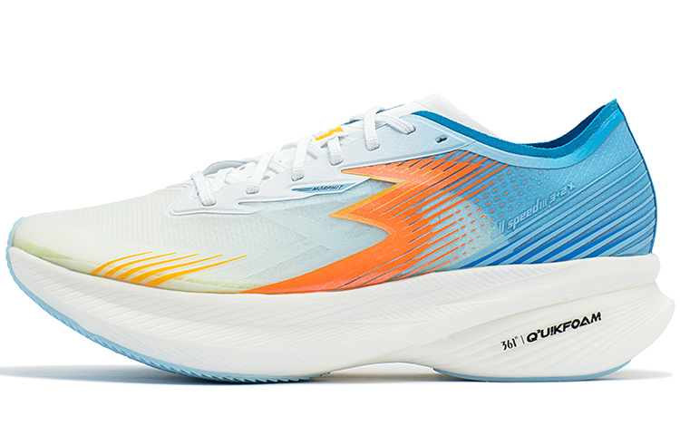 361° Flame ST Triangle Plum Cushioned Wear-Resistant Breathable Low-Top Running Shoes Men's White Blue