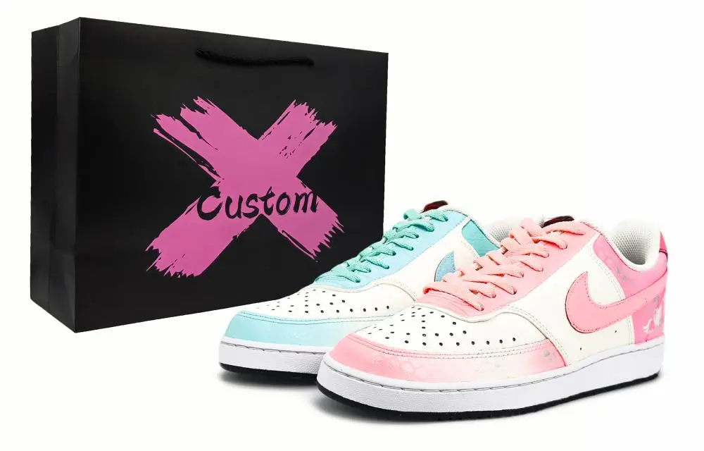 Nike Court Vision 1 Abrasion Resistant Low Top Skateboard Shoes Unisex Blue Pink