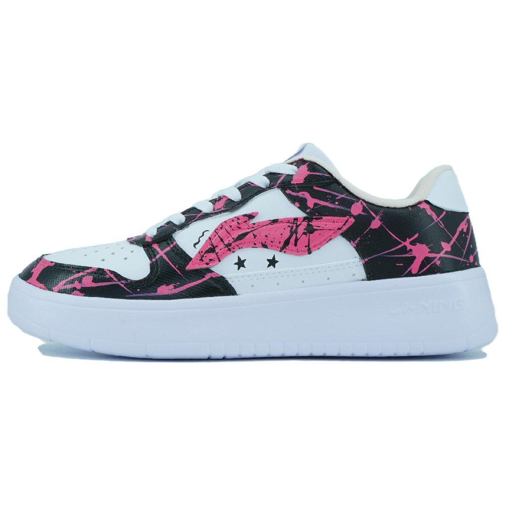 LiNing Pontoon Boats Anti Slip And Wear Resistant Height Increasing Low Top Skateboard Shoes Women's Black Pink