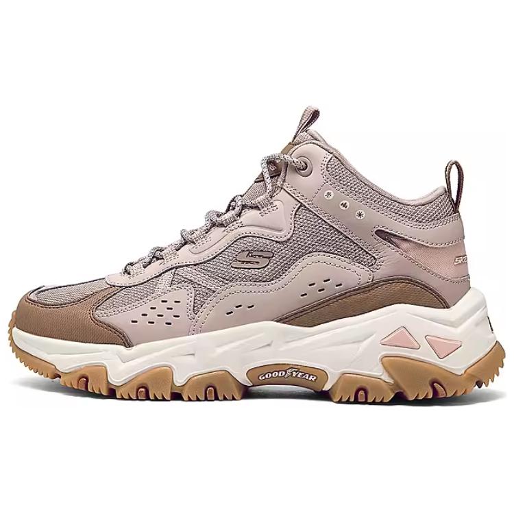 Skechers OUTDOOR Breathable Height Increasing Rebound Mid-Top Casual Shoes Women's Pink Brown