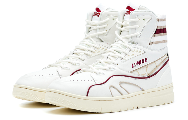 LI-NING 1990 Classic Collection Skateboard Shoes Men High-Top Dark Burgundy