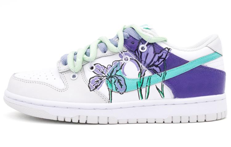 Nike Dunk Tropical Twist Anti Slip And Wear Resistant Lightweight Low Top Skateboard Shoes GS White Green Purple