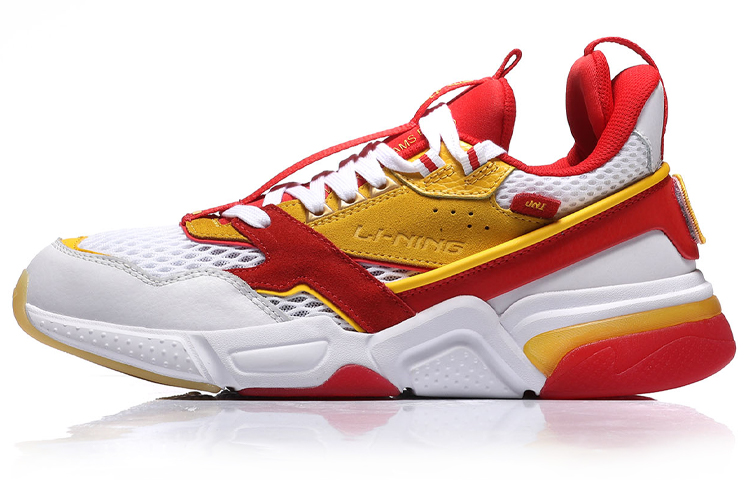 LiNing Set Sail Cushioned Anti-Slip Wear-Resistant Breathable Lightweight Low-Top Running Shoes Women's White Red