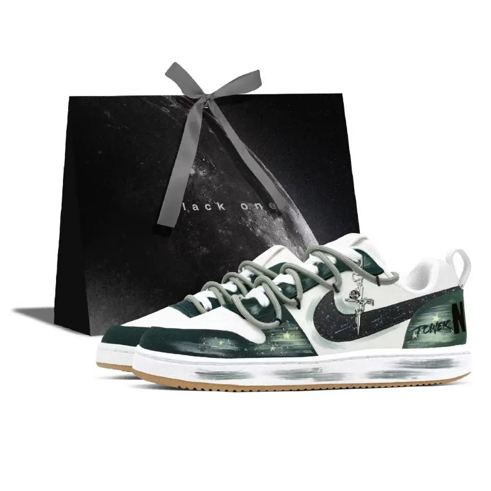 Nike Court Borough Forest Knight Cushioning Lightweight Slip Resistant Low top Skateboard Shoes Men's White Green