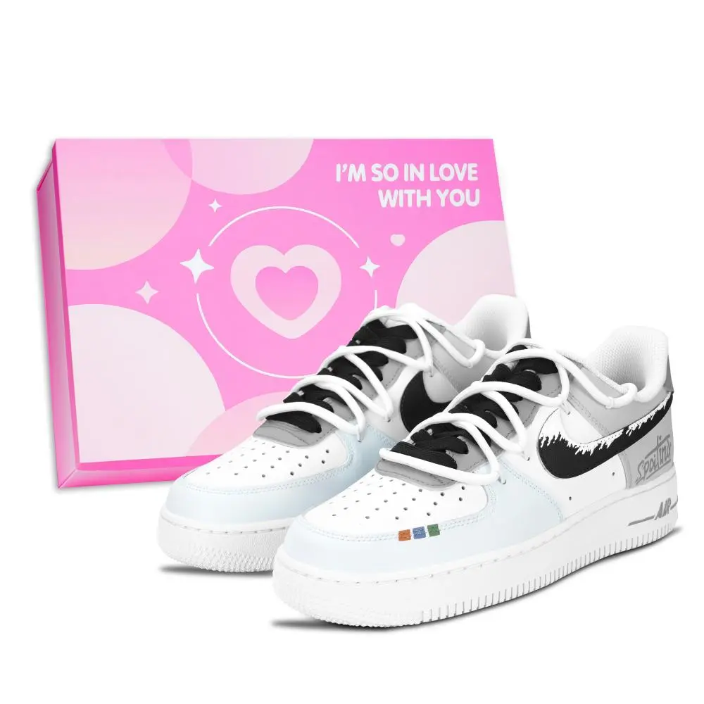 Nike Air Force 1 Air Force 1, Atop The Snow Mountains Abrasion Resistant Low top Skateboard Shoes Unisex Gray Blue