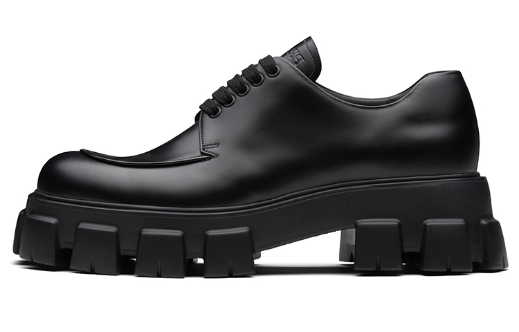 PRADA Monolith Brushed Leather Lace-up Shoes