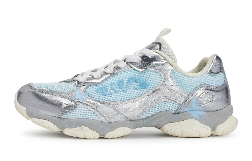 FILA FLUID 6 ST Yituo Ya, Blue Wing Starlight Abrasion Resistant Low Top Chunky Sneakers Women's White Blue Silver