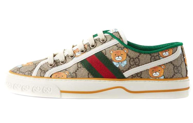 Kai x GUCCI Tennis 1977 Low Top Stylish Skateboarding Shoes Women's Brown