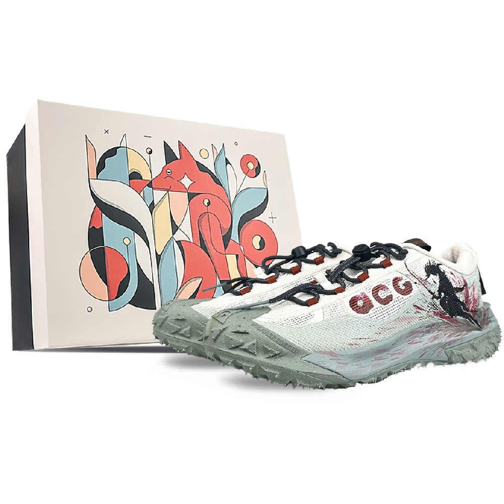 Nike ACG Mountain Fly Durable Breathable Moisture-Wicking Low-Top Outdoor Shoes Unisex Green Red White