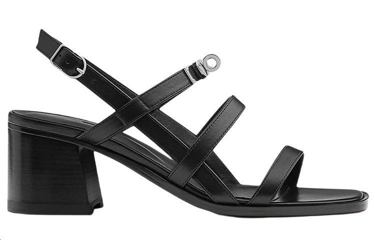 HERMES Eve One Strap Sandals Women's Black