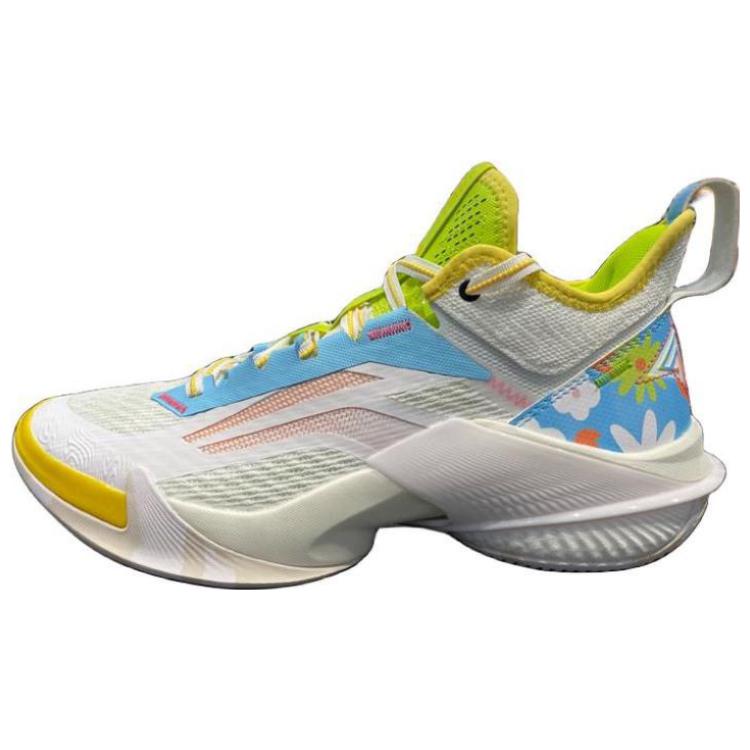 LiNing Power 10 Low-Top Basketball Shoes Men's White Blue