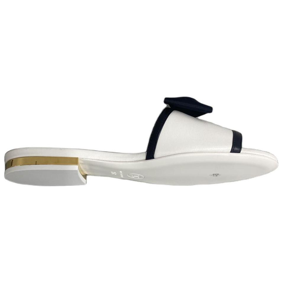 CHANEL Rubber Slide Slippers Women's White Black