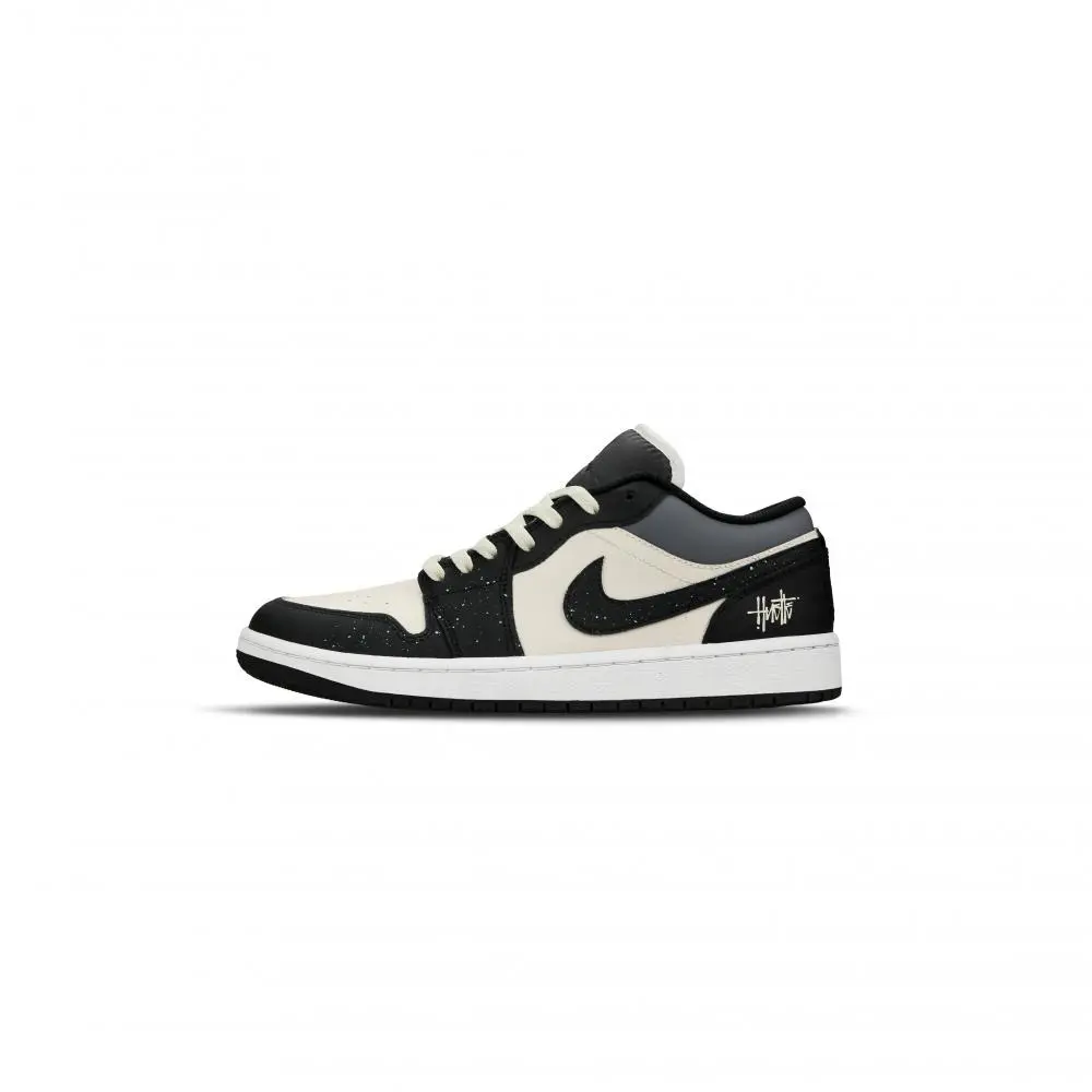 Jordan Air Jordan 1 Abrasion Resistant Low top Vintage Basketball Shoes Unisex Black Rice Gray