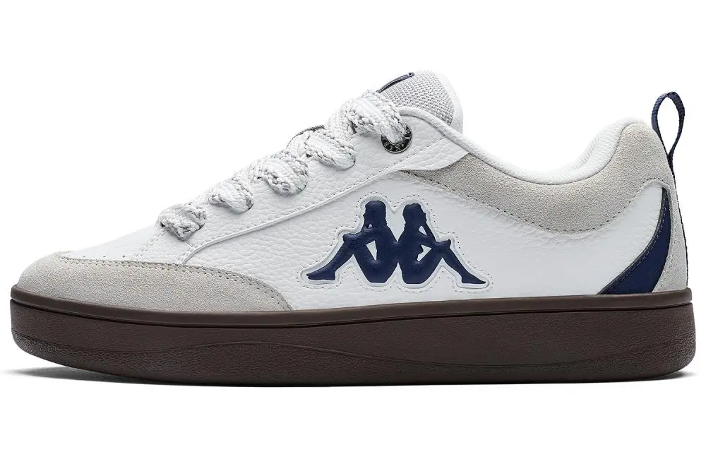 Kappa Anti Slip Wear Resistant Low Top Skateboard Shoes Unisex White Pelican Gray