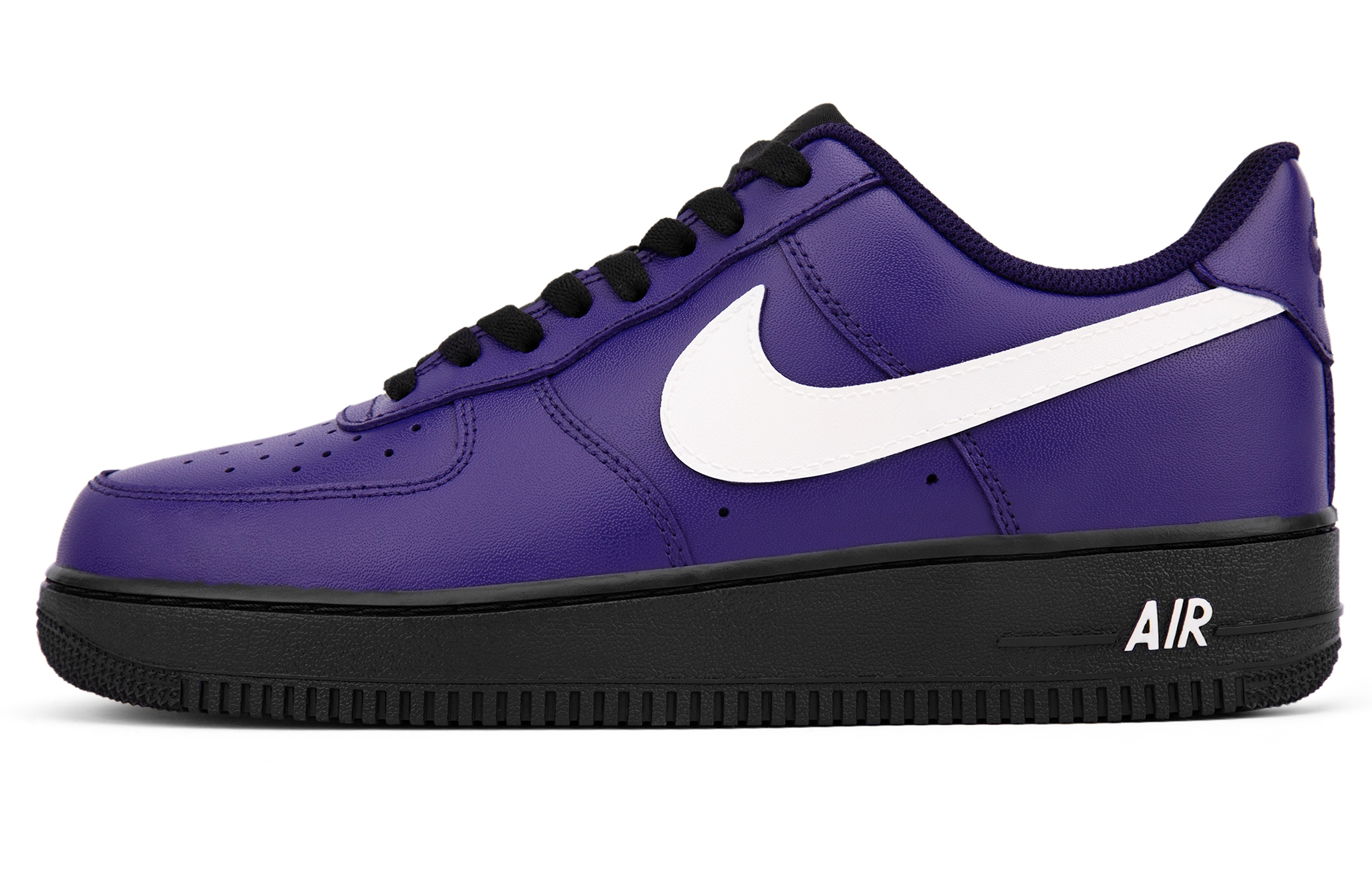 Nike Air Force 1 Abrasion Resistant Slip Resistant Low top Skateboard Shoes Men's Black White Purple