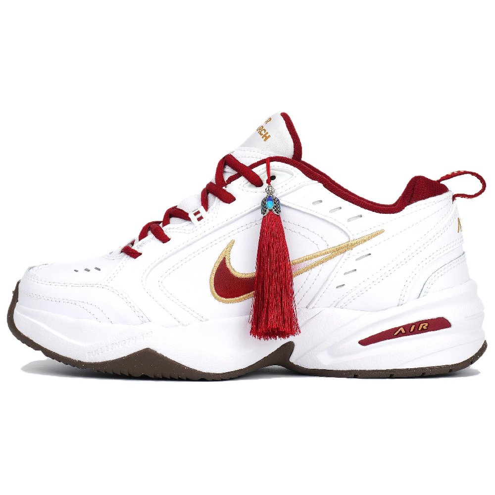 Nike Air Monarch 4 Anti Slip Wear Resistant Low Top Casual Shoes Unisex White Red