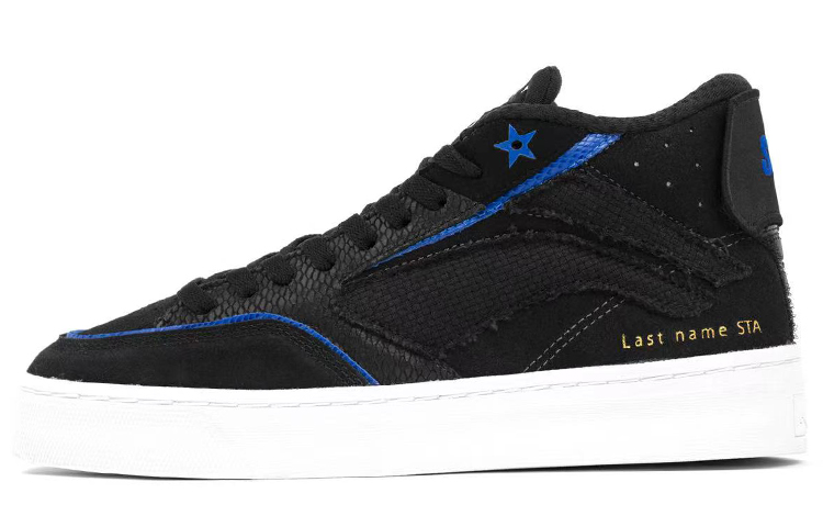 STA x LiNing STA 180 Abrasion Resistant Mid top Skateboard Shoes Women's Black Blue
