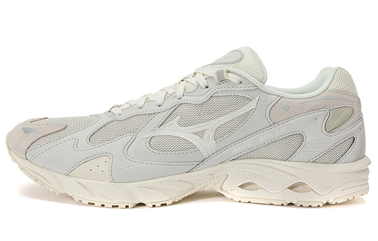 Mizuno Wave Solar Slip Resistant, Abrasion Resistant, Breathable Low top Casual Shoes Unisex White Light Gray