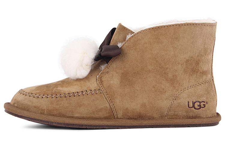 UGG Kallen Suede Moc Toe Pom Pom Slipper 'Chestnut' Women's